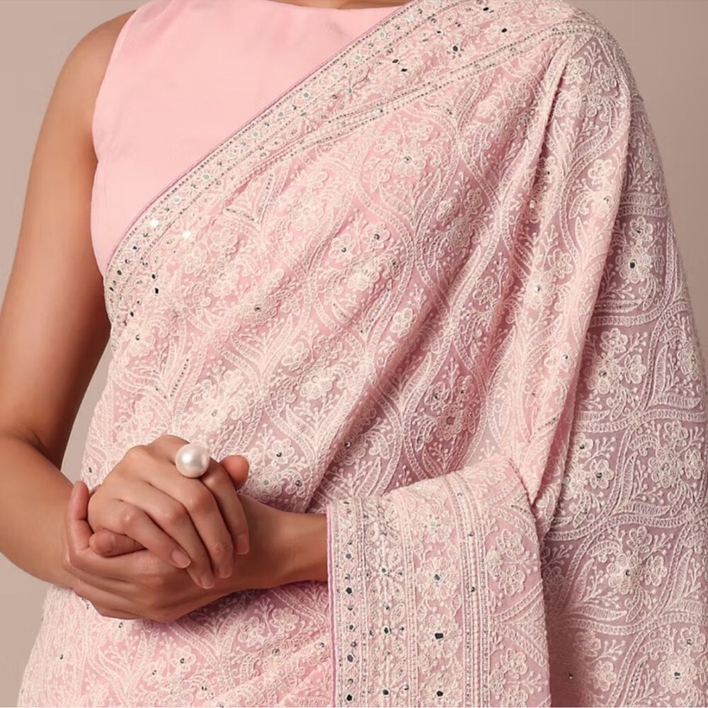 Pink Lucknowi Pre- Stitched Saree from Kalki Fashion